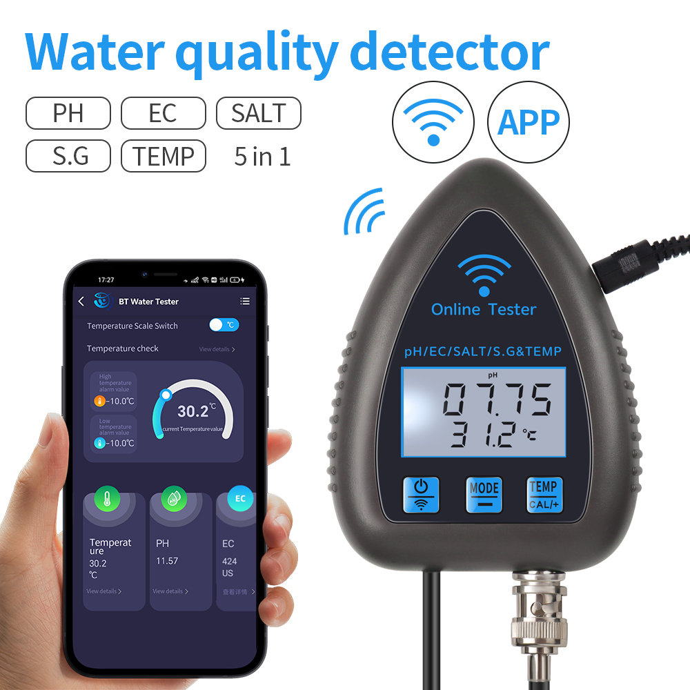 Marine Aquarium Water Analyzer - Tuya Wifi 5 In 1 Waterkwaliteitsmeter