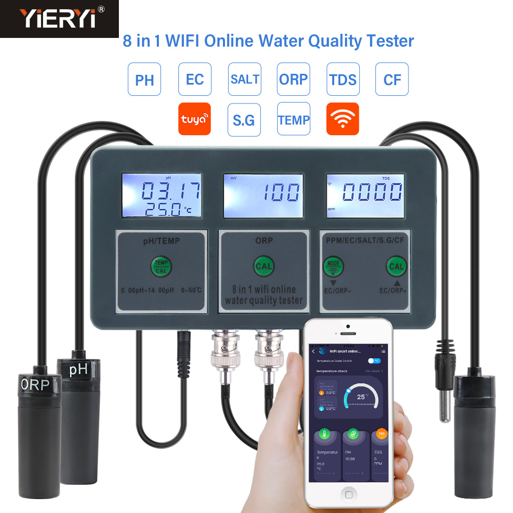 Marine Aquarium Water Analyzer - Wifi Tuya Smart Ph Meter Data