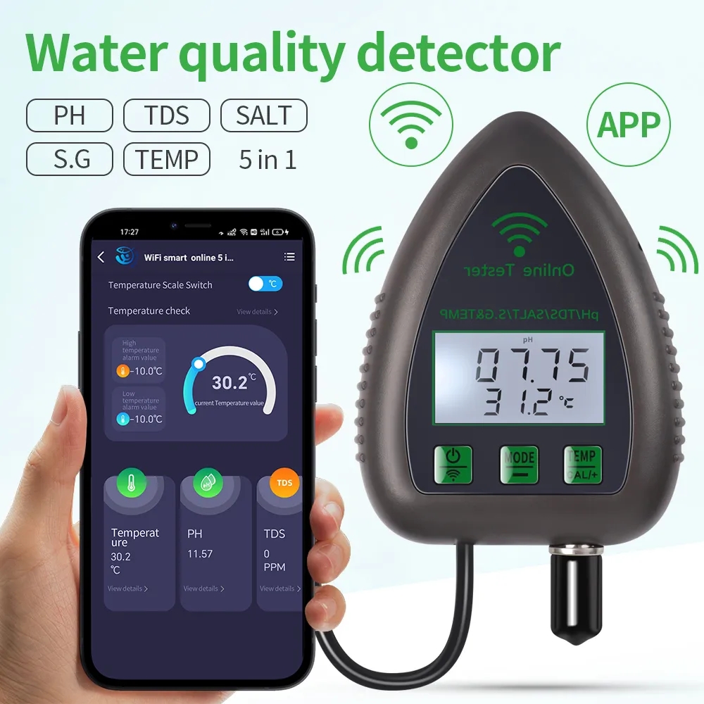 Marine Aquarium Water Analyzer - Tuya Wifi 5 In1 Waterkwaliteitstester Online